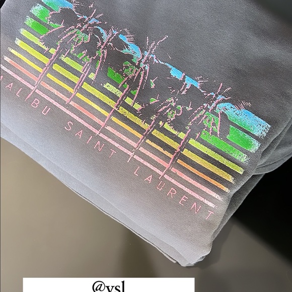 AUTHENTIC YSL YVES SAINT LAURENT GREY MALIBU HOODIE SWEATSHIRT M and L - Picture 2 of 6